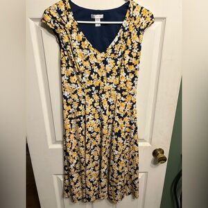 London Times Navy and Yellow Floral Maxi Dress